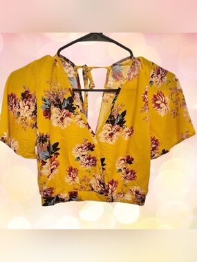 Band of Gypsies 100% viscose Floral Crop Summer Boho Festival Top size S
